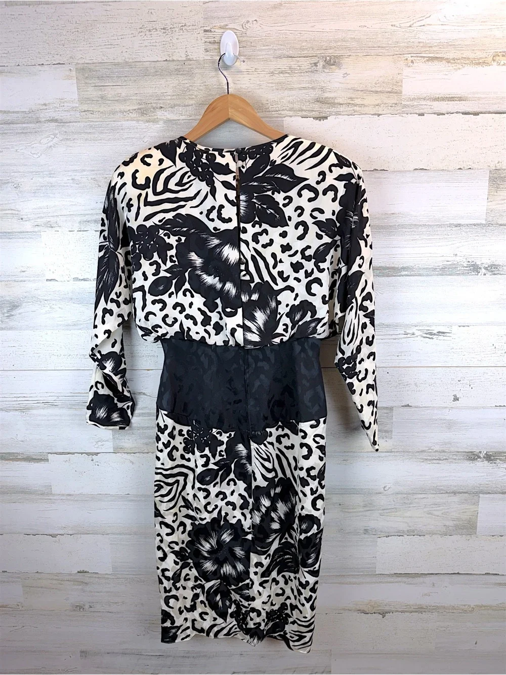Vintage Lillie Rubin 100% Silk Cocktail Dress Black White Beaded Size 8 - Picture 3 of 14